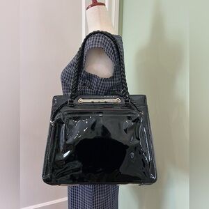 Vintage Valentino Garavani Black Patent Leather Shoulder Bag Satchel